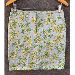 Govango Blue Tropical Paisley Cotton Lycra Mini Skirt Missy 8 GV334 USA Made